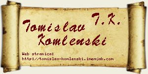 Tomislav Komlenski vizit kartica